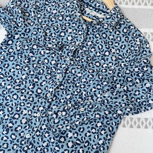 Boden 100% Cotton Leopard Animal Print Button Down Shirt 4 Preppy Chic Twee - Picture 7 of 10